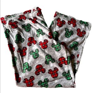 Disney Mickey Mouse Holiday Christmas Fleece Mens 3XLarge Pajama Gray Pants B212